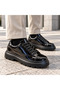 Men's Black Patent Leather Sneakers with Platform Sole and Comfortable Casual Design BT X24 - 2