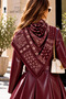 Ultra-Luxury Burgundy-Patterned Shoulder Shawl, Scarf, and Headscarf, 110x110 cm