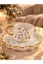 EDORA CASA New Year's Gift: Turkish Coffee Cup and Saucer with a White Fir Tree Design, Colorful Stones, Pearls, and Gold Accents - 4