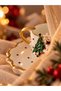 New Year's Gift: Turkish Coffee Cup and Saucer with Gold Accents Featuring a Christmas Tree and Snowman Design - 2
