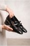 Women's Patent Leather Double Strap Mary Jane Shoes Low Thick Heel Blunt Toe Comfortable Office and Casual Shoes - 3