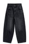 Women's Black Frayed Hem Washed 100% Cotton Balloon Denim Trousers Jeans - 5