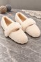 Women's Soft Plush Winter Ballet Flats with Straps