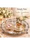 Framed Round Metal Wedding and Engagement Tea and Coffee Serving Tray with Polished Finish and Round Legs, 34 cm – Silver/Silver - 5