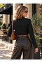 Women's Double Breasted Crop Blazer Jacket Black - 3