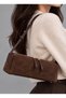 Women's Brown Suede Luxury Shoulder Bag with Zipper - 2