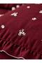 Elora Burgundy Ruffled and Floral-Embroidered 100% Cotton 6-Piece Double-Size Luxury Duvet Cover Set - 6