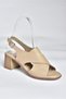P555450503 Taupe Color Genuine Leather Women's Heeled Shoes with Thick Heels - 5