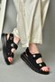 S267122004 Black Fabric Women's Sandals - 5