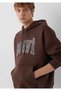 Logo Printed Hooded Brown Sweatshirt 067149-88062