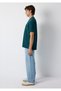 Green Basic T-Shirt with Pocket Detail Loose Fit / Comfortable Cut 066248-90366 - 5