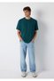 Green Basic T-Shirt with Pocket Detail Loose Fit / Comfortable Cut 066248-90366 - 2