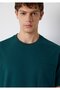 Green Basic T-Shirt with Pocket Detail Loose Fit / Comfortable Cut 066248-90366 - 7