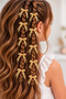 Children's Hair Clips with Bow Detail, 10-Pack, Gold