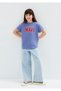Logo Printed Purple T-Shirt Loose Fit / Relaxed Comfortable Cut 7610393-70855