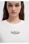 Crew Neck Back Printed White T-Shirt Regular Fit / Normal Cut 1613766-70057 - 7