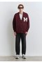 M Printed Burgundy Cardigan Oversize / Wide Cut 0710288-70414 - 5