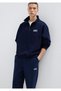 Men's Navy Blue Half-Zip Sweatshirt Leather N Navy Blue Sweatshirt 0S10208-70497-Std