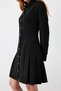 Shirt Collar Buttoned Dress - Black - 8