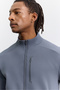 Men's Gray Stand Collar Zippered Cardigan with Chest Pocket Detail and Flexible Printed Technical Design A62Y1327 - 3