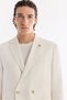 Men's White Mono Collar Linen Blend Single Button Comfort Fit Jacket A61Y4004 - 3