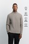 Men's Mink Stand Collar Zippered Cardigan with Chest Pocket Detail and Flexible Printed Technical Design A62Y1327