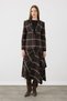 Asymmetric Plaid Skirt - Brown - 8