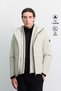 Men's Ecru Hooded Collar Water Repellent Windproof Functional 3-in-1 Comfort Fit Coat A62Y6120