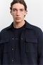 Men's Navy Blue Classic Collar Cotton Double Pocket Flap Comfort Fit Shirt Jacket A62Y2592 - 2