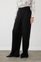 Wide Leg Crinkle Satin Trousers - Black - 4