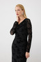 Degaje Collar Velvet Textured Long Evening Dress - Black - 5