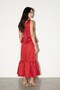 Red Flared Midi Skirt with Detailed Hem - 7