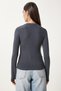 Women's Charcoal Grey Crew-Neck Spandex-Stretch Fabric Viscose Bodysuit with Finger Loops - 4