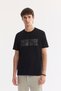 Men's Black Crew Neck Printed Bi-Stretch Interlock Regular Fit T-Shirt A61Y1144
