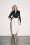 Cream Pleated Midi Skirt with Waist Chain Detail - 2