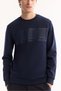 Men's Black Crew Neck Cotton Bi-Stretch Printed Regular Fit Sweatshirt A52Y1215 - 2