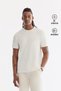 Men's White Crew Neck Bi-Stretch Wrinkle-Free Printed Regular Fit T-Shirt B001040
