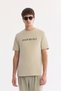 Men's Beige Crew Neck Printed Bi-Stretch Interlock Regular Fit T-Shirt A61Y1061