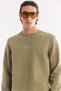 Men's Khaki Crew Neck Cotton Easy-Iron Sbi-Stretch Regular Fit Sweatshirt A61Y1205 - 2