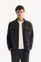 Men's Anthracite Classic Collar Easy-Iron Comfort Fit Shirt Jacket A52Y2104