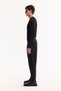 Men's Black Side Buckle Viscose Blend Easy-Iron Carrot Fit Trousers A52Y3043 - 6