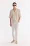 Men's Beige Double Breasted Soft Touch Short Sleeve Comfort Fit Shirt A61Y2096 - 7