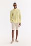 Men's Light Yellow Button-Down Collar 100% Linen Comfort Fit Shirt B002191 - 8