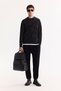 Men's Black Crew Neck Cotton Bi-Stretch Printed Regular Fit Sweatshirt A52Y1285 - 8