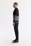 Men's Black Crew Neck Printed Bi-Stretch Interlock Regular Fit Sweatshirt A51Y1237 - 3