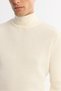 Men's Ecru Full Turtleneck Wool Blend Jacquard Knitwear Regular Fit Sweater A42Y5074 - 2