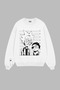 Universe Criminal Printed Hoodless Basic Oversize Unisex White Sweatshirt