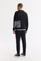 Men's Black Crew Neck Printed Bi-Stretch Interlock Regular Fit Sweatshirt A51Y1237 - 4