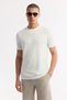 Men's Ecru Crew Neck Viscose Blend Jacquard Regular Fit T-Shirt A51Y1041 - 7