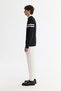 سويت شيرت رجالي أسود بياقة دائرية من القطن المطبوع والليكرا بقصة عادية A42Y1284 - 3